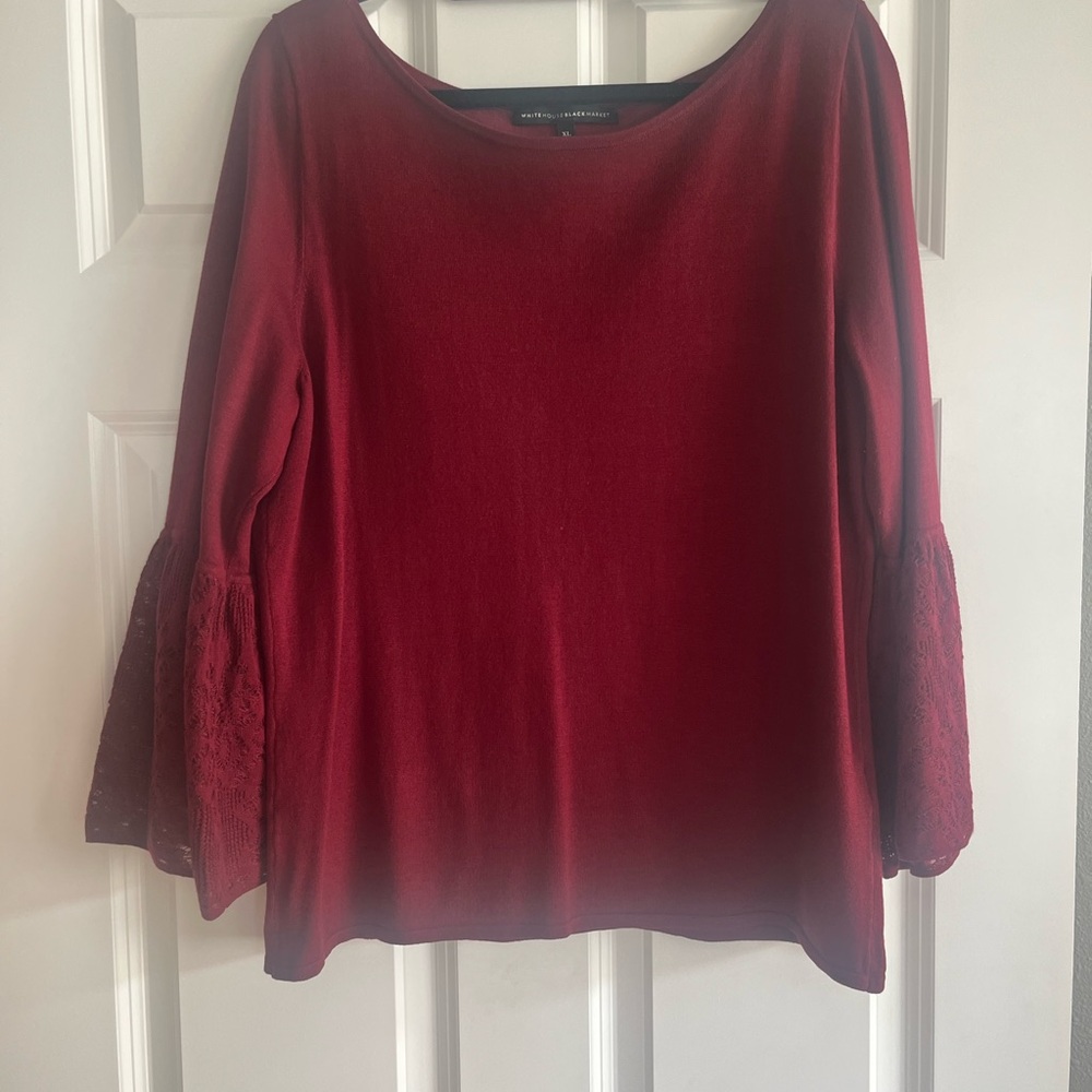 White House Black Market Rich Red Knit Top